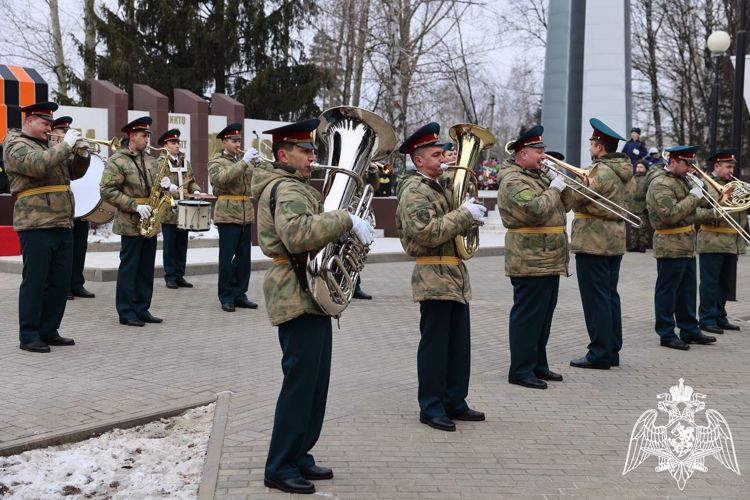 Военный оркестр Управления Росгвардии по Липецкой области принял участие в торжественном мероприятии в честь освобождения Воловского района от фашистских захватчиков