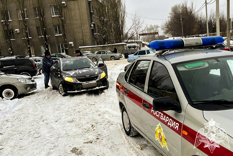 В Липецкой области росгвардейцы оказывают помощь водителям во время снегопада